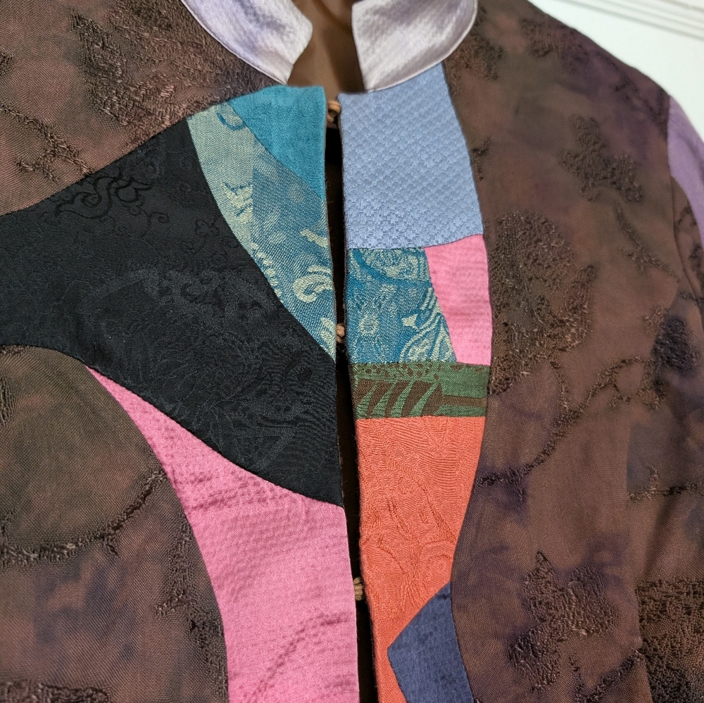 Vintage Chico’s Patchwork Jacket 0 Boho Artsy Man… - image 3